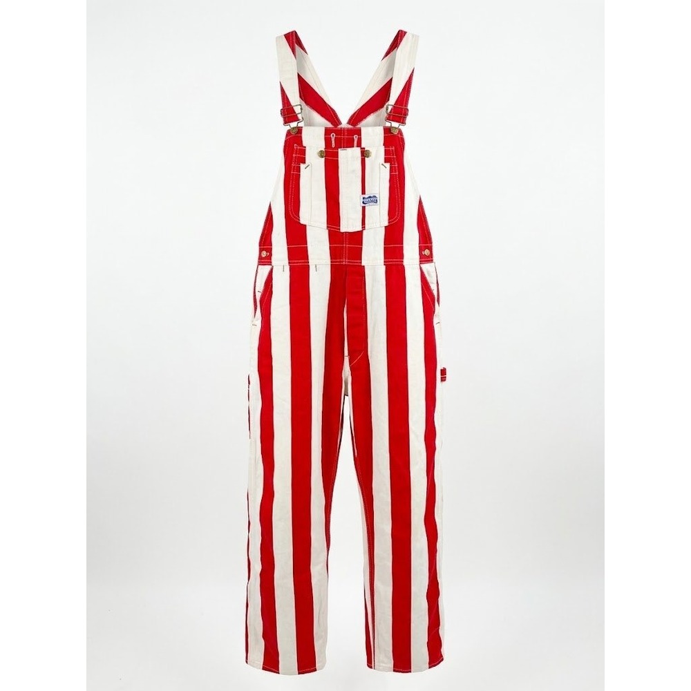 Vintage Big Smith Red White Striped Overalls Union Made Sanforized 36x32 NOTE AC